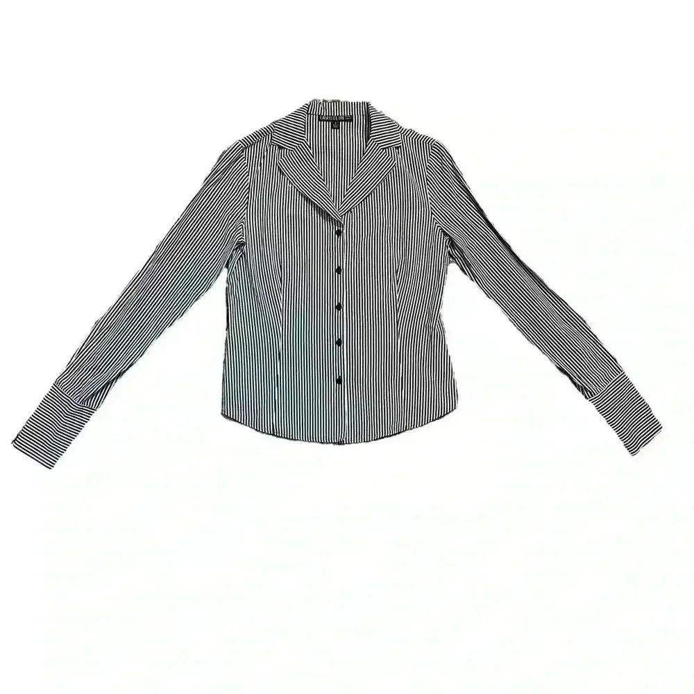 Lafayette 148 Black and White Striped Blouse